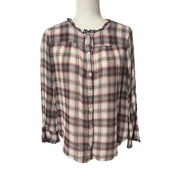 Velvet by Graham & Spencer Women's Red & Black Plaid Button-Down Blouse Size S - Picture 2 of 14